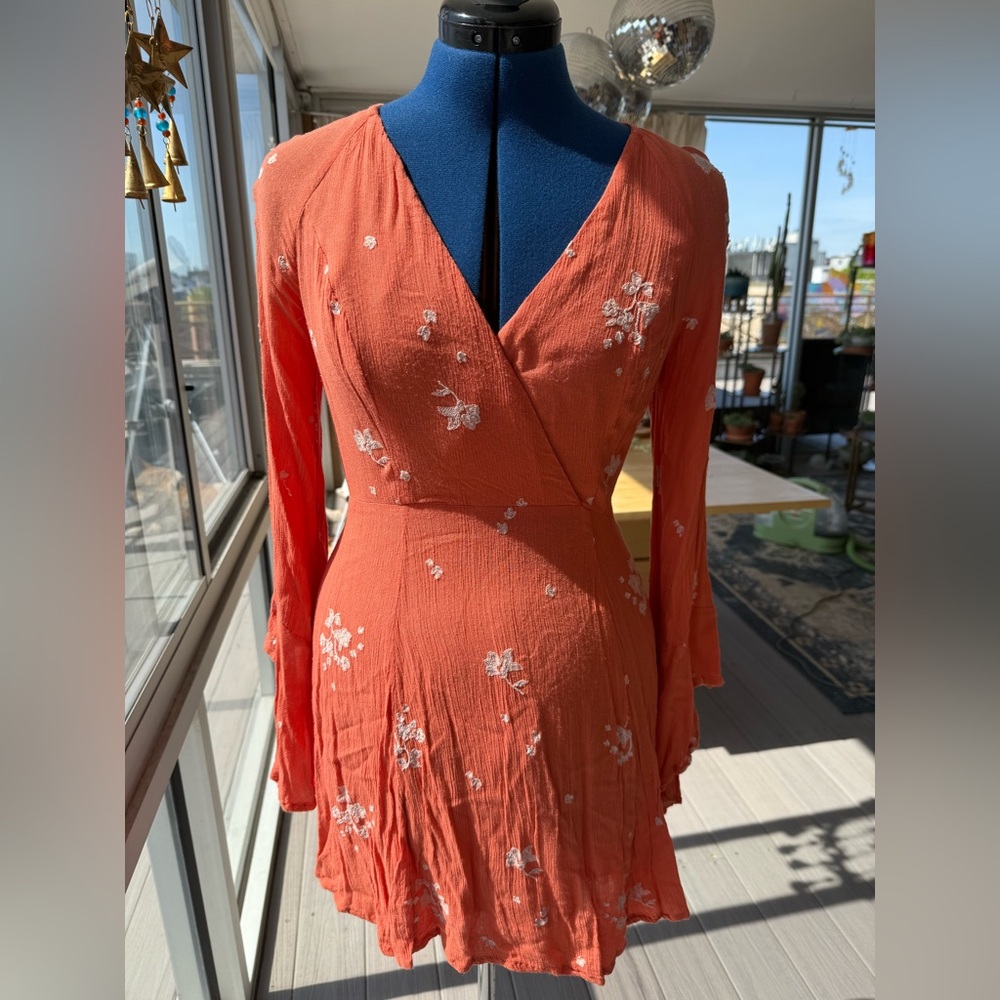 Free People Orange Long Sleeve Bell Sundress